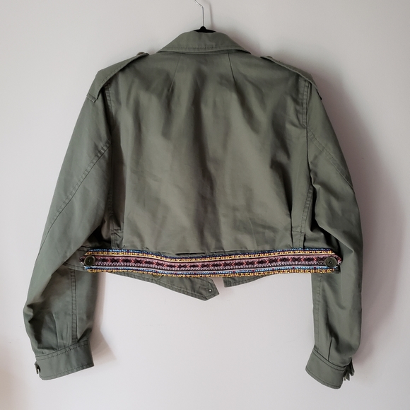 Zara SRPLS Army Green Crop Embroidered Jacket L - Picture 2 of 8